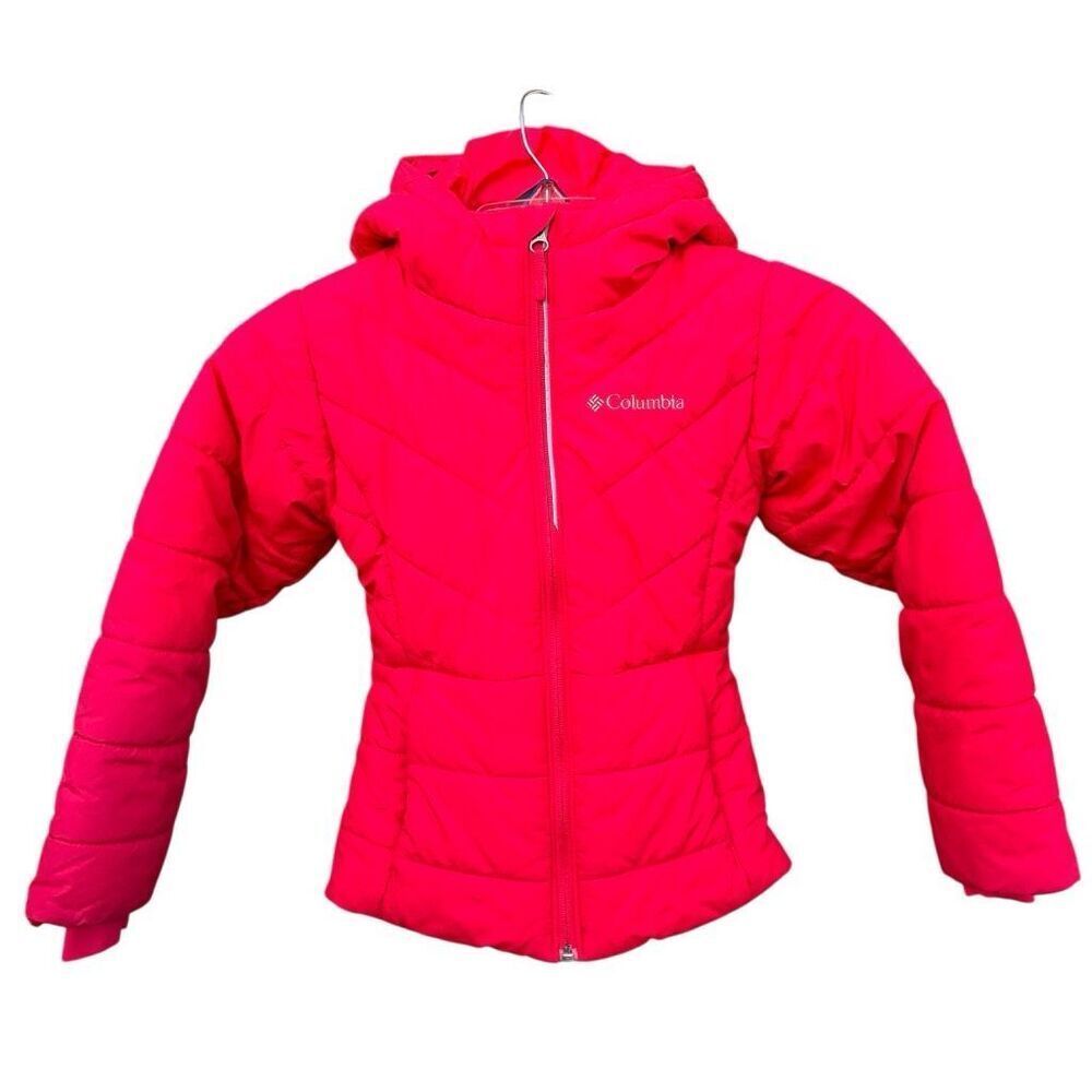 Columbia Pink Fuchsia Puffer Coat Jacket Kids Size X Small Hoodie Pockets Zip